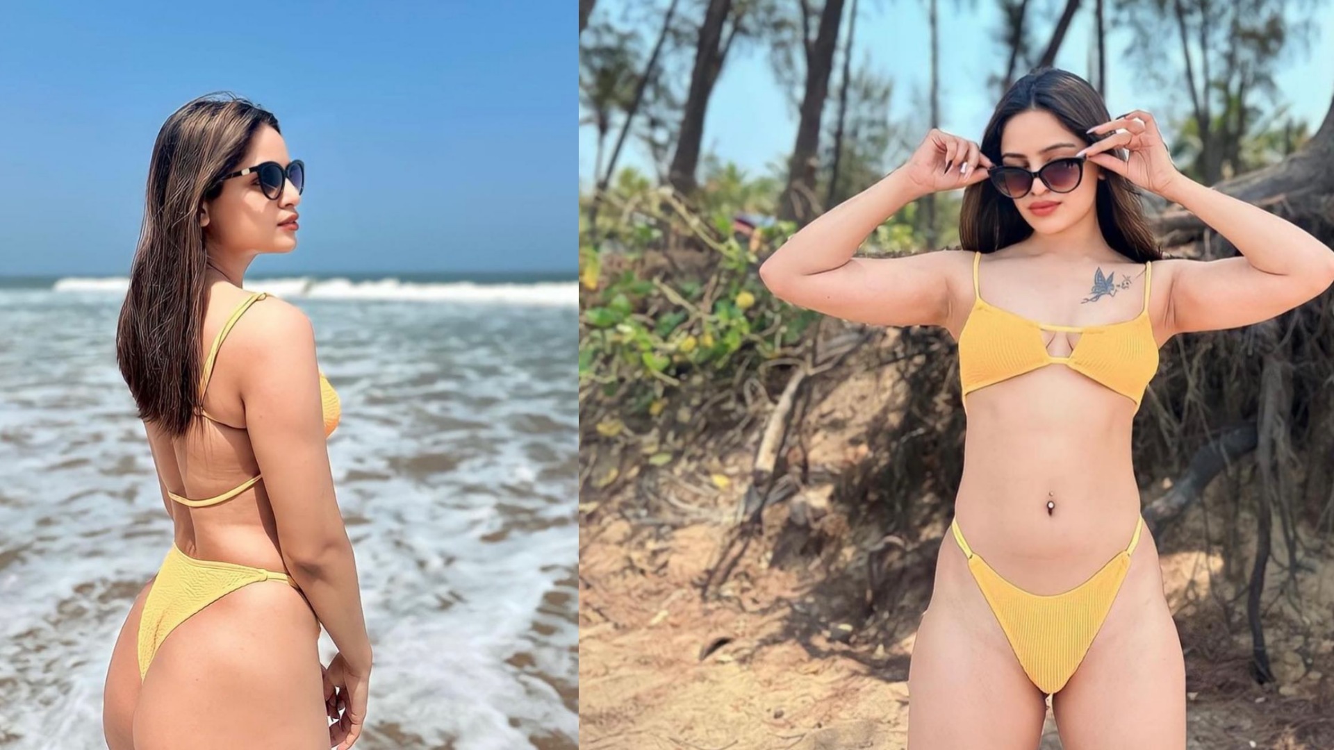 Ankitha singh hot two piece bikini beach photoshoot - glamsundari.in