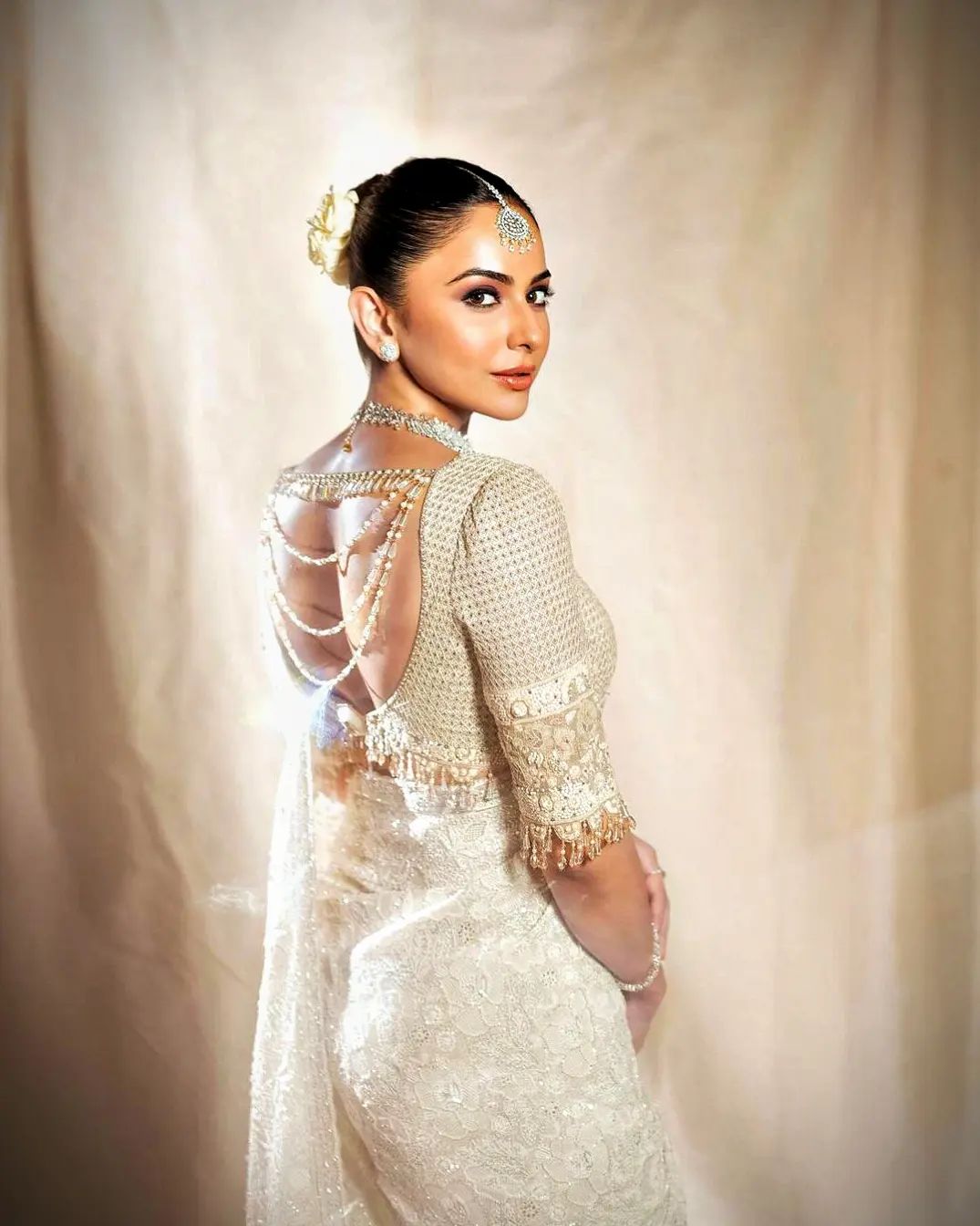 Rakul Preet Singh Hot Bare Back Saree Photos From Anant Ambani 
